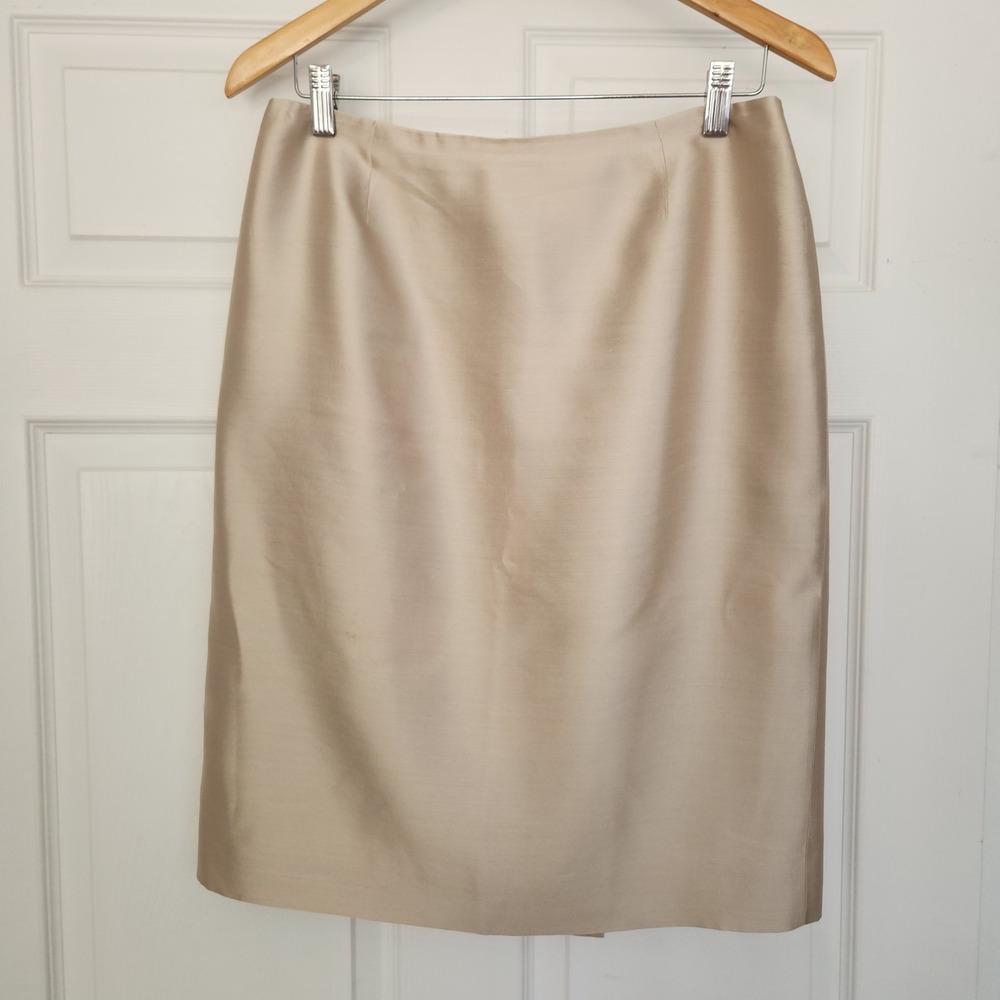 Dana‎ Buchanan Women's Silk Pencil Skirt Champagne lined Size 10